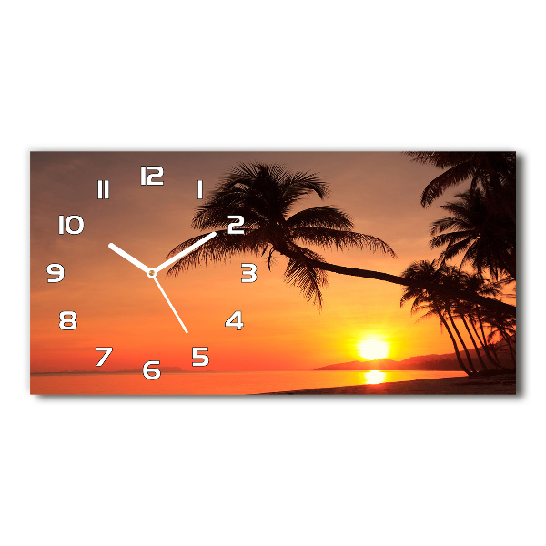 Horizontal rectangular wall clock Sunset beach