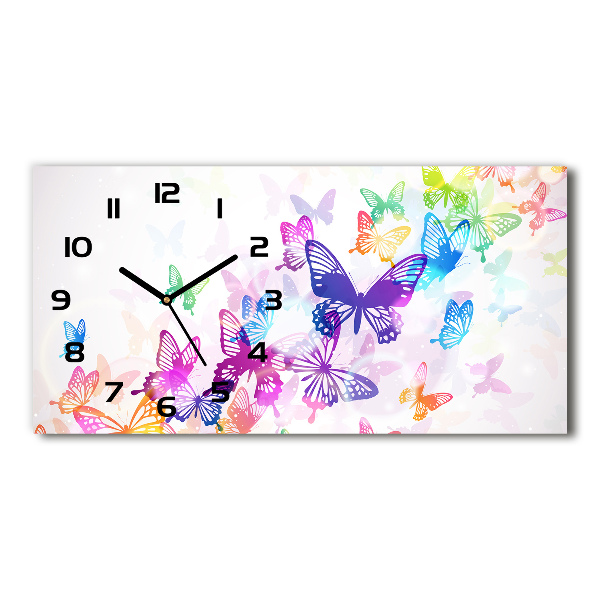 Horizontal wall clock Colorful butterflies