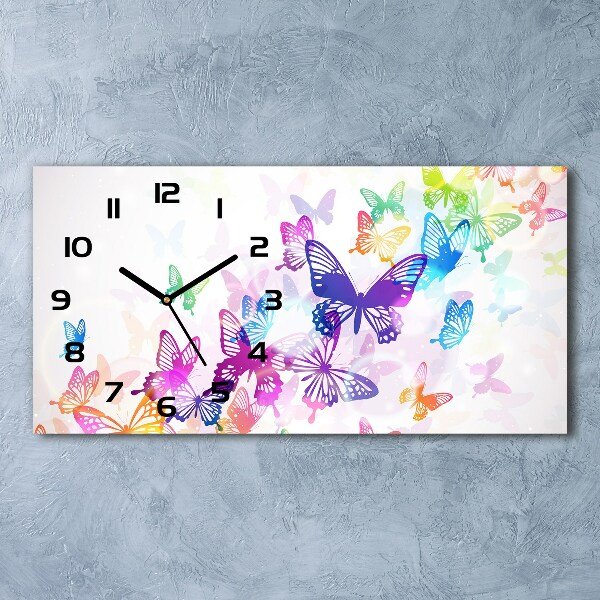 Horizontal wall clock Colorful butterflies
