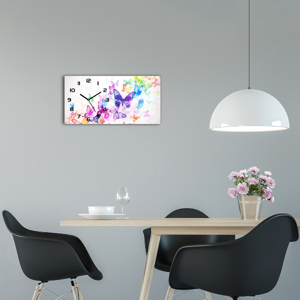 Horizontal wall clock Colorful butterflies