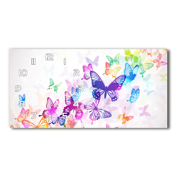 Horizontal wall clock Colorful butterflies