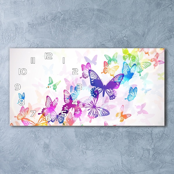 Horizontal wall clock Colorful butterflies