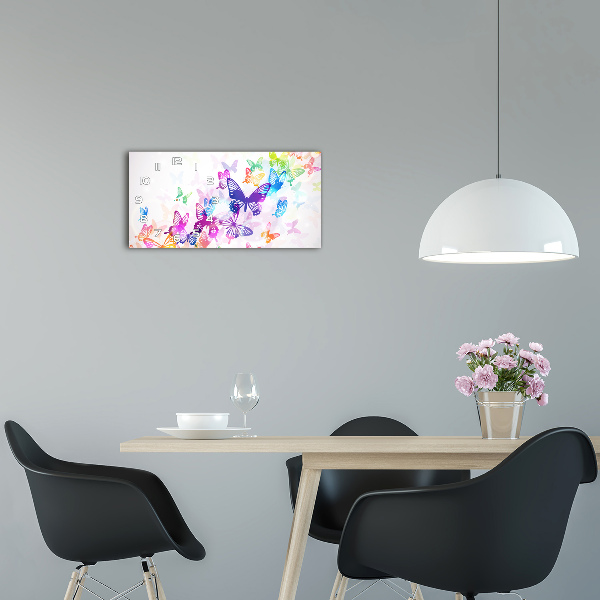 Horizontal wall clock Colorful butterflies