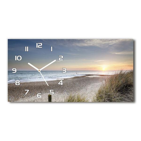 Horizontal rectangular wall clock Sunset and dunes