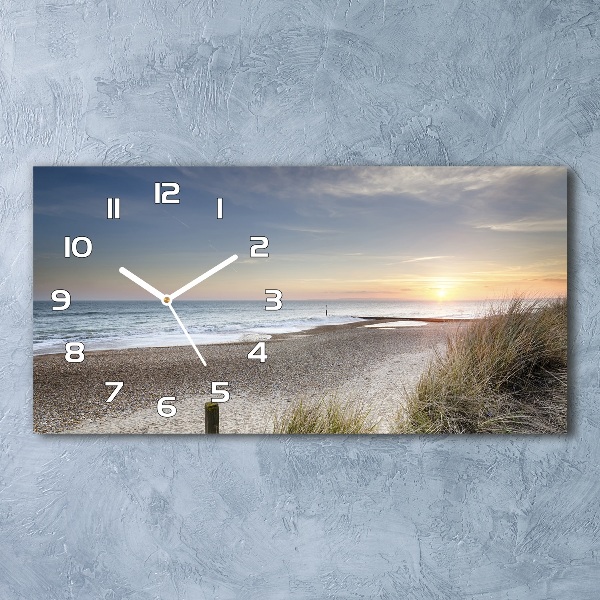 Horizontal rectangular wall clock Sunset and dunes