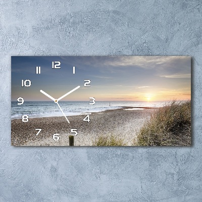 Horizontal rectangular wall clock Sunset and dunes