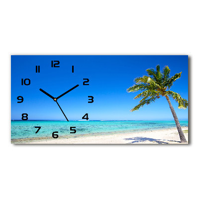 Horizontal rectangular wall clock Tropical beach