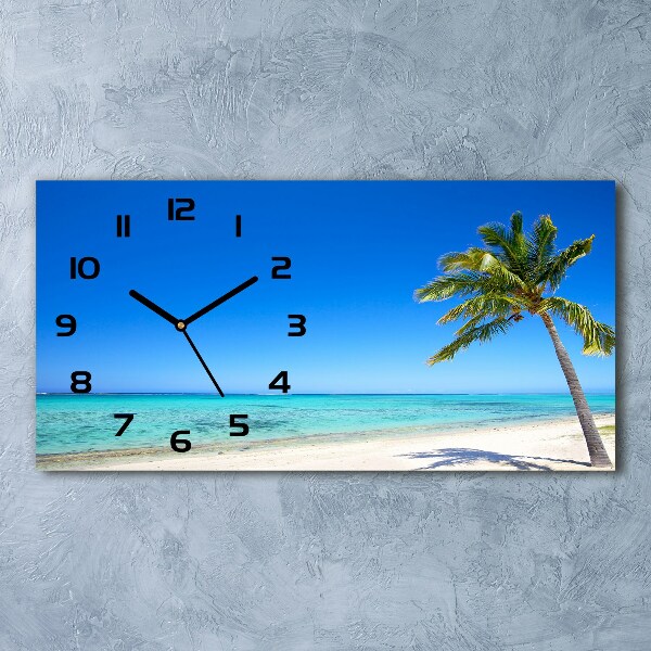 Horizontal rectangular wall clock Tropical beach