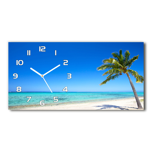 Horizontal rectangular wall clock Tropical beach