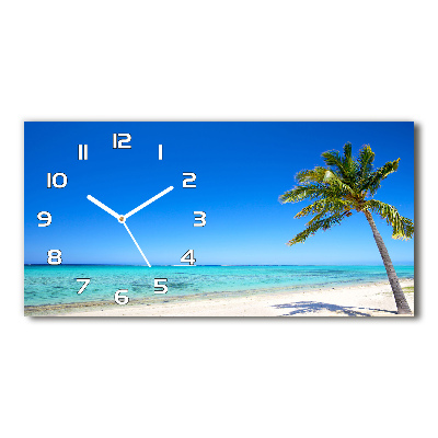 Horizontal rectangular wall clock Tropical beach