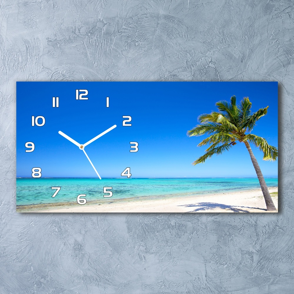 Horizontal rectangular wall clock Tropical beach