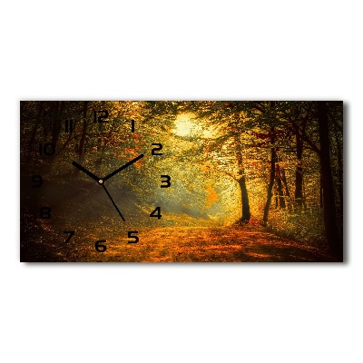 Horizontal rectangular wall clock Forest in autumn