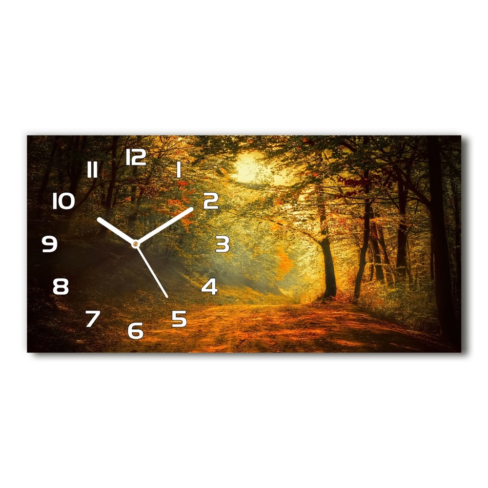 Horizontal rectangular wall clock Forest in autumn