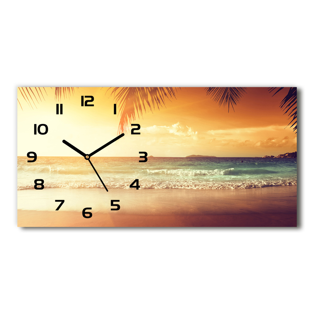 Horizontal rectangular wall clock Tropical beach