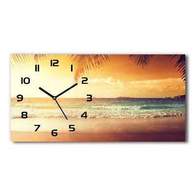 Horizontal rectangular wall clock Tropical beach