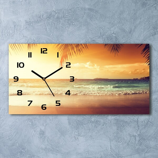 Horizontal rectangular wall clock Tropical beach