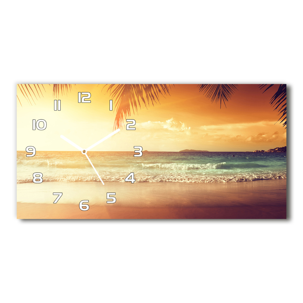 Horizontal rectangular wall clock Tropical beach