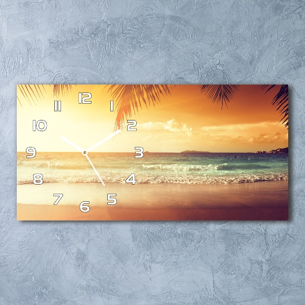 Horizontal rectangular wall clock Tropical beach