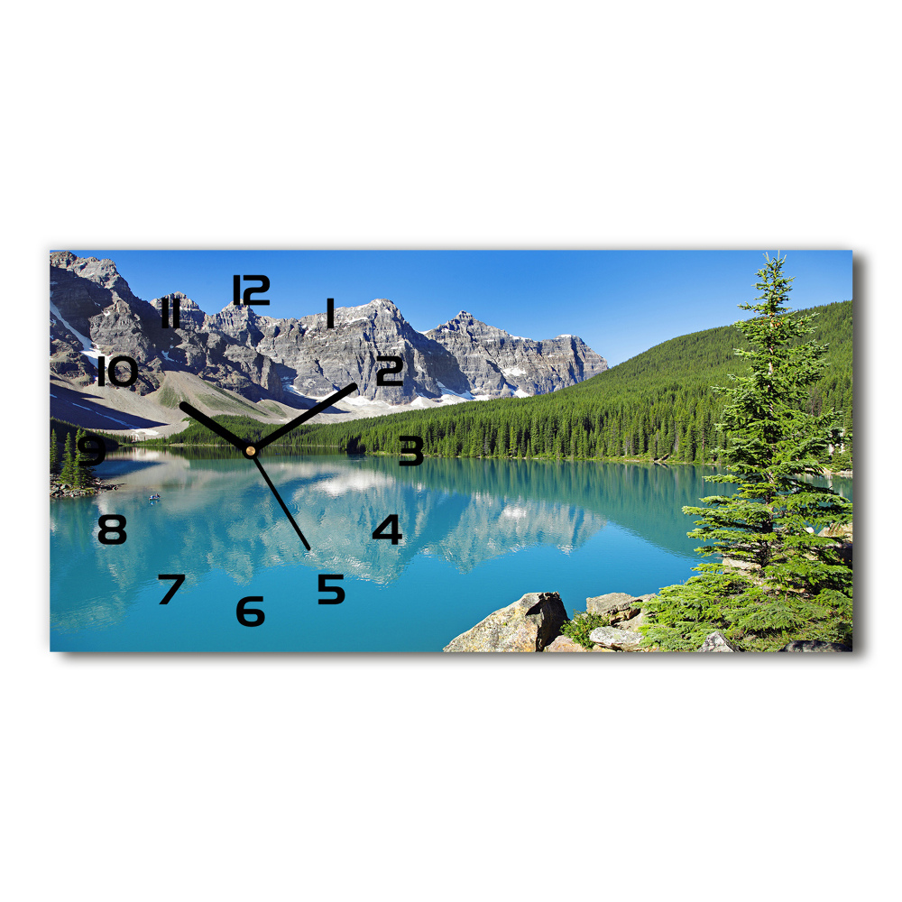 Horizontal rectangular wall clock Lake in the mountains