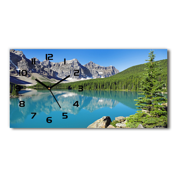 Horizontal rectangular wall clock Lake in the mountains