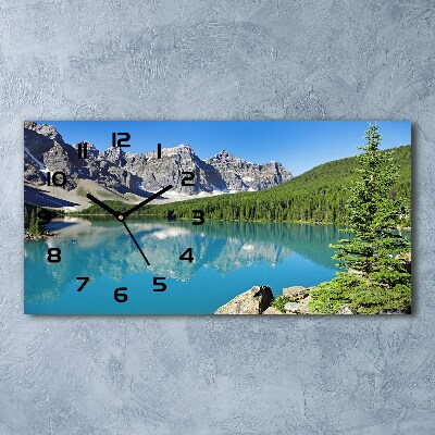 Horizontal rectangular wall clock Lake in the mountains