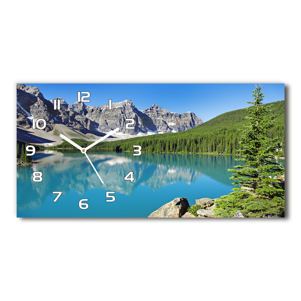 Horizontal rectangular wall clock Lake in the mountains