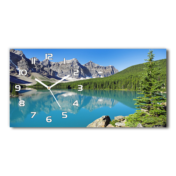 Horizontal rectangular wall clock Lake in the mountains