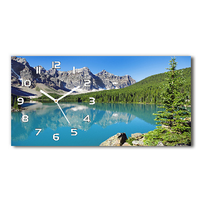 Horizontal rectangular wall clock Lake in the mountains