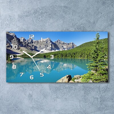 Horizontal rectangular wall clock Lake in the mountains