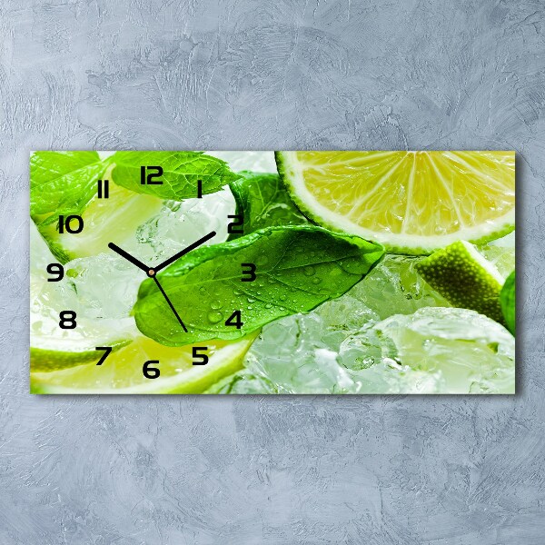 Horizontal wall clock Ice lime