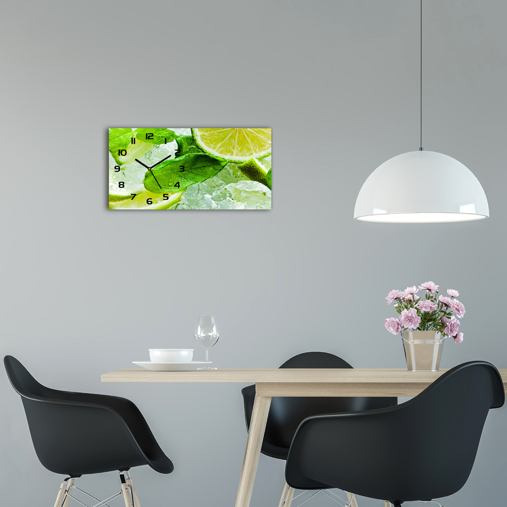 Horizontal wall clock Ice lime