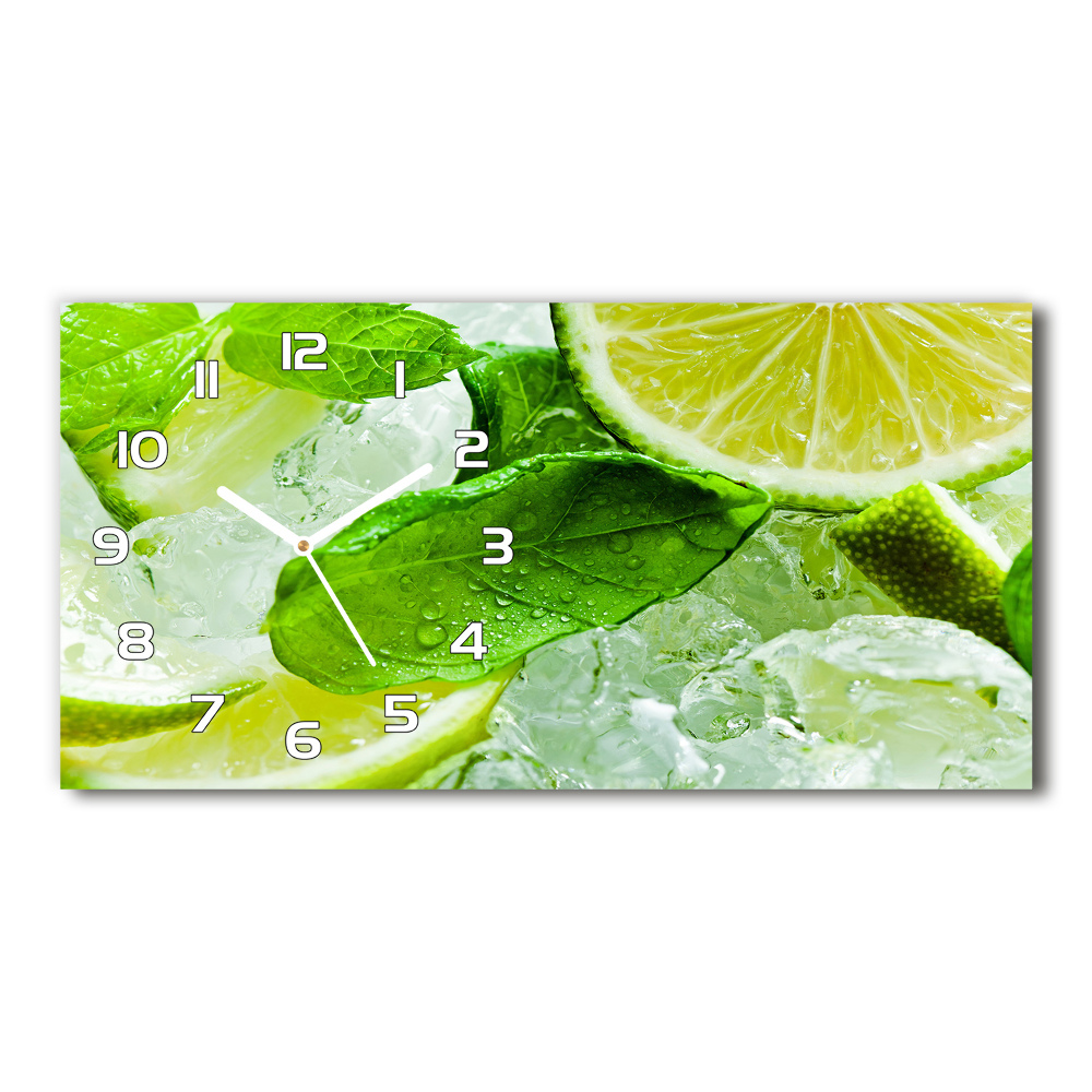 Horizontal wall clock Ice lime