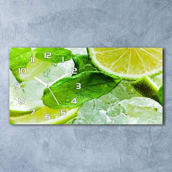 Horizontal wall clock Ice lime