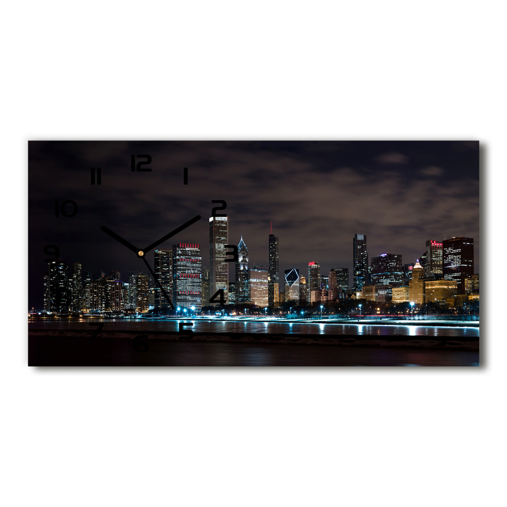 Horizontal wall clock Chicago at night