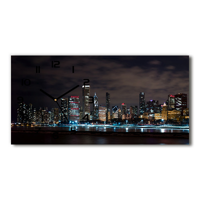 Horizontal wall clock Chicago at night