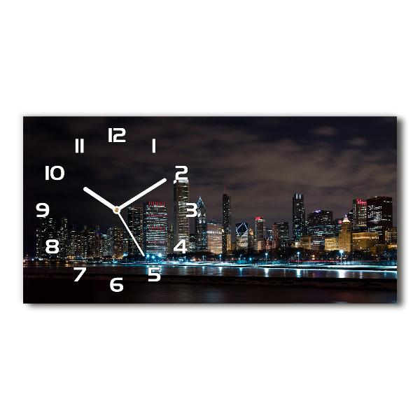 Horizontal wall clock Chicago at night