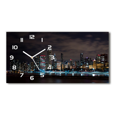 Horizontal wall clock Chicago at night