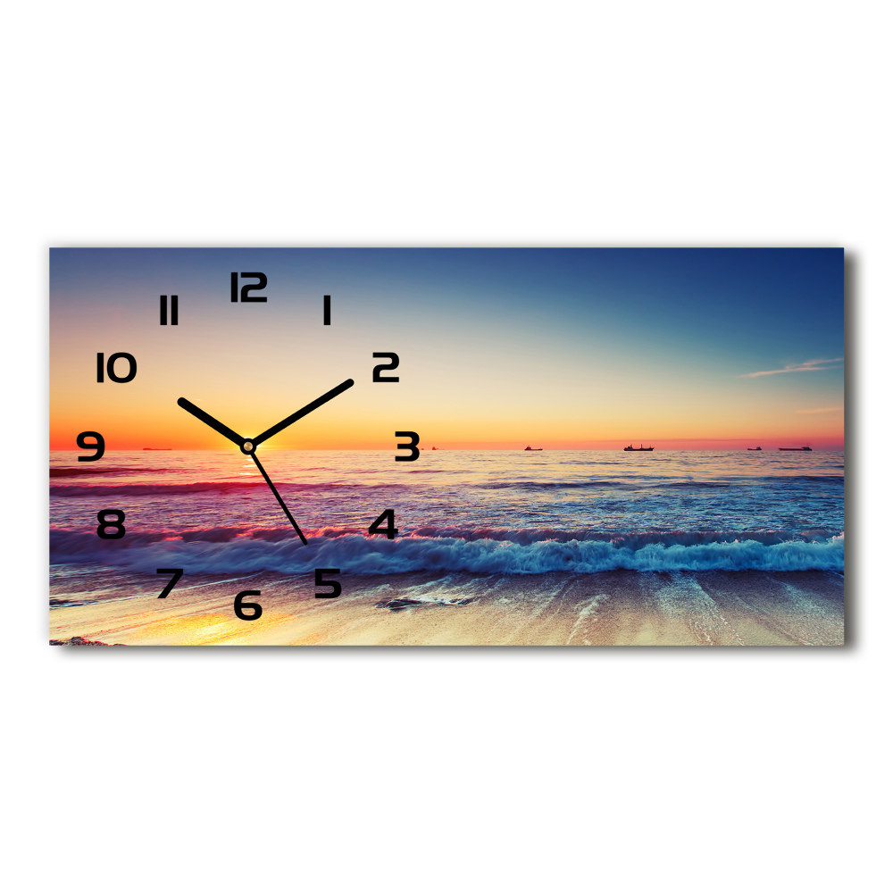 Horizontal rectangular wall clock Sunrise sea