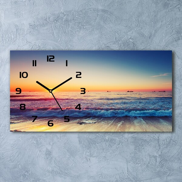 Horizontal rectangular wall clock Sunrise sea