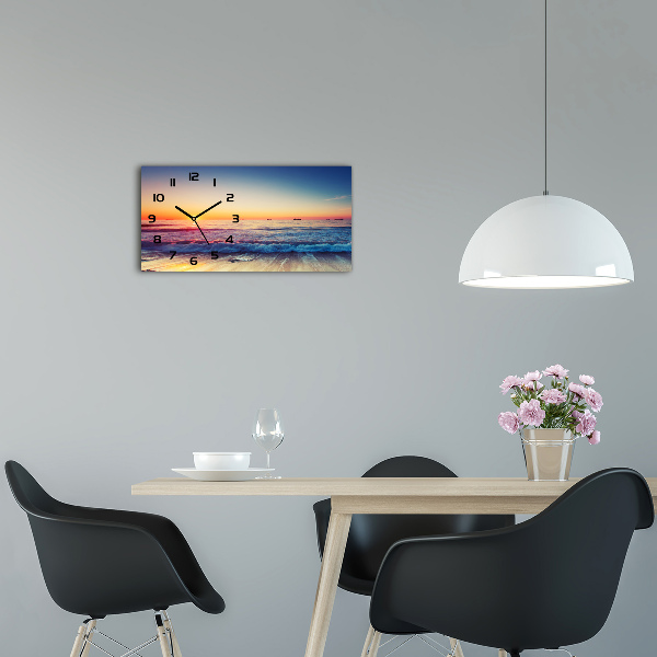 Horizontal rectangular wall clock Sunrise sea