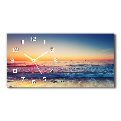 Horizontal rectangular wall clock Sunrise sea