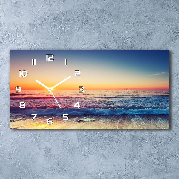 Horizontal rectangular wall clock Sunrise sea