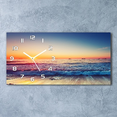 Horizontal rectangular wall clock Sunrise sea