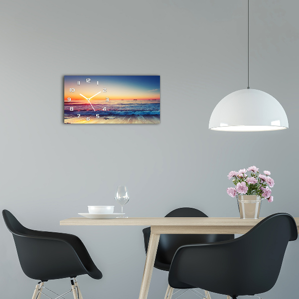 Horizontal rectangular wall clock Sunrise sea