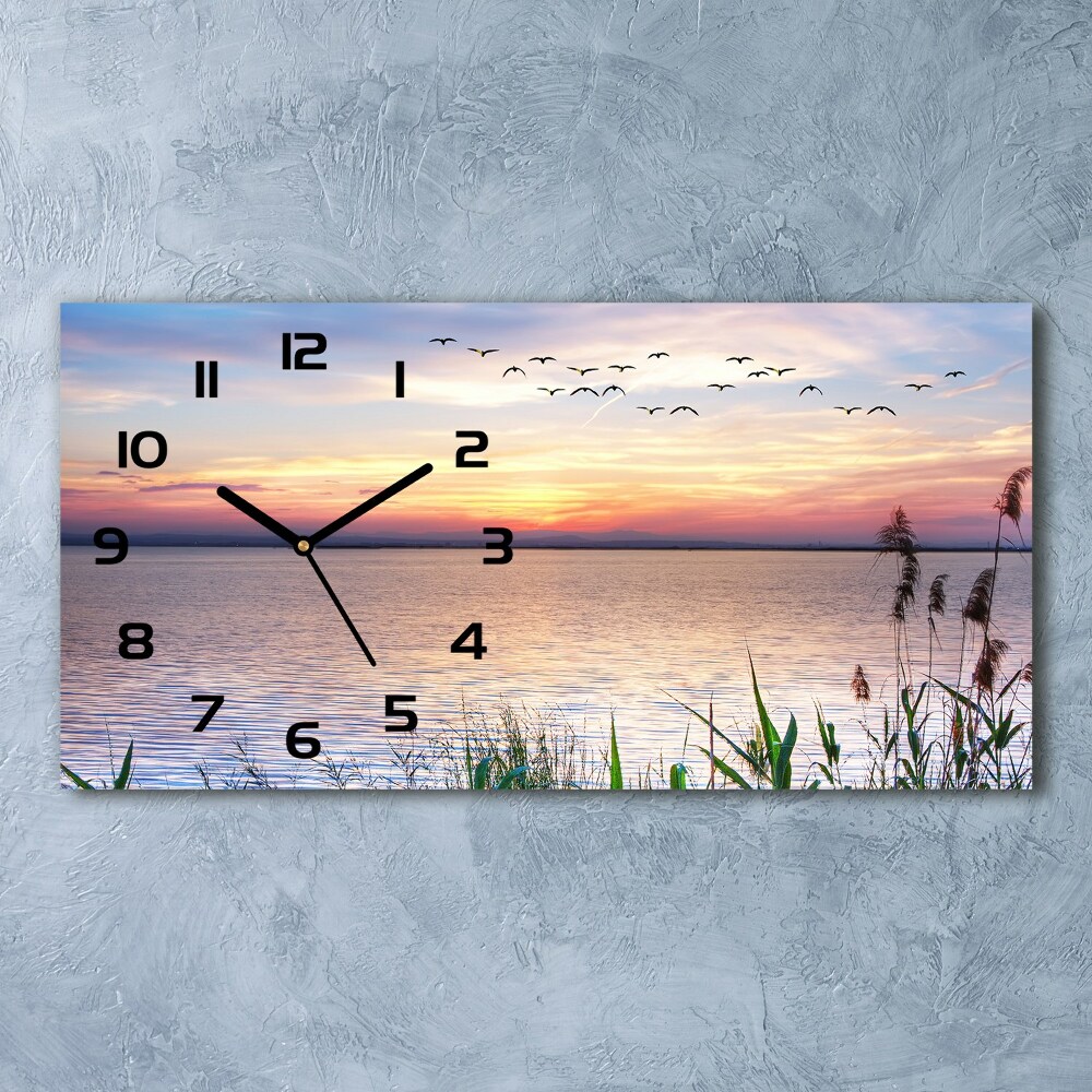 Horizontal rectangular wall clock Lake West