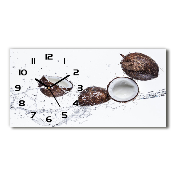 Horizontal rectangular wall clock Coconut with water