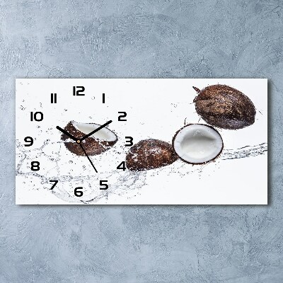 Horizontal rectangular wall clock Coconut with water