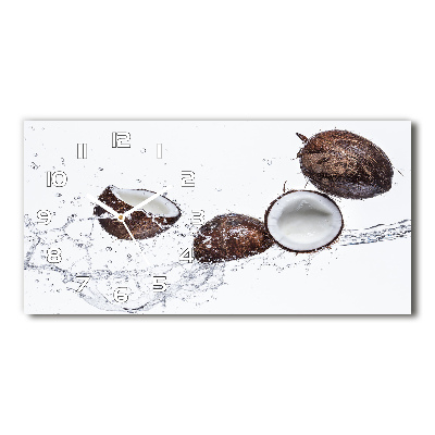 Horizontal rectangular wall clock Coconut with water