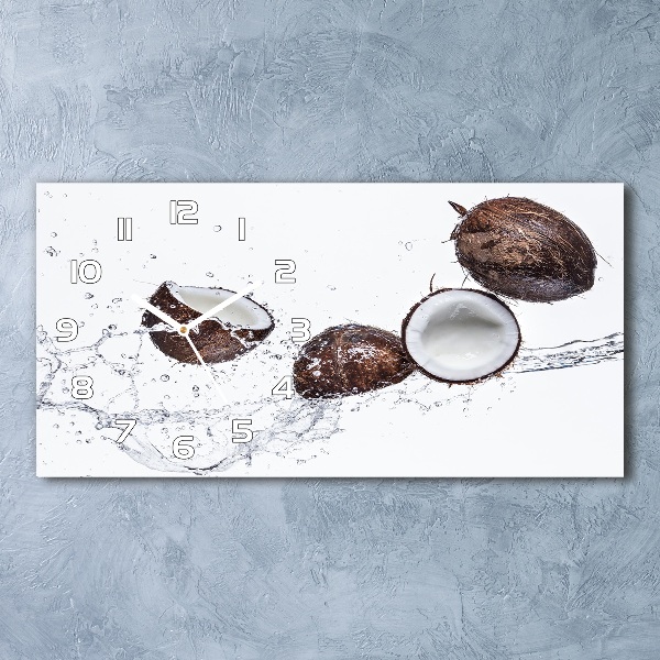 Horizontal rectangular wall clock Coconut with water