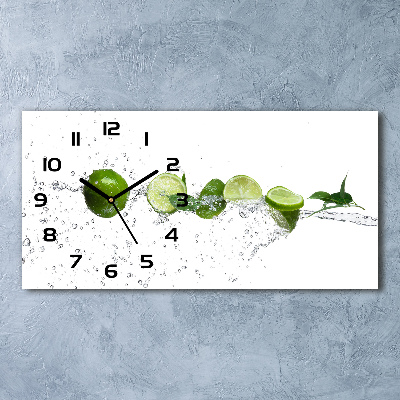 Horizontal wall clock Lime and water